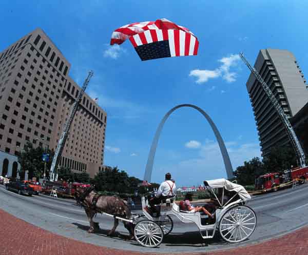 Carriage Ride with Arch and Flag