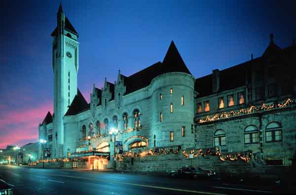 Union Station at Sunrise with Christmas Lights