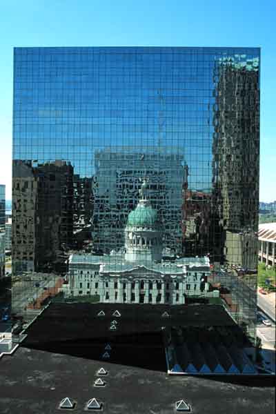 Old Courthouse Reflection in Equitable Building