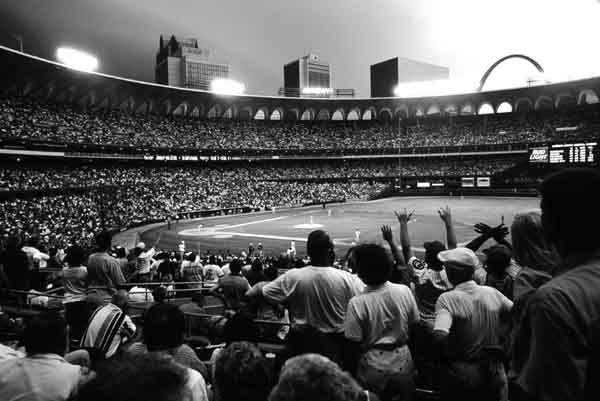 Cheering Fans at Busch Stadium Black & White