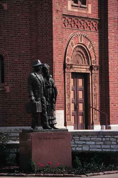 Italian Immigrants Statue at St. Ambrose Church