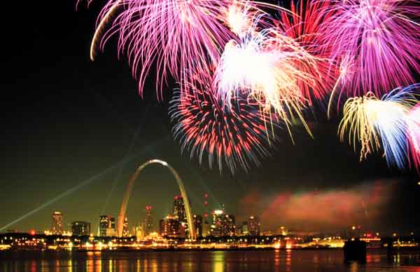 St. Louis Skyline with Fireworks