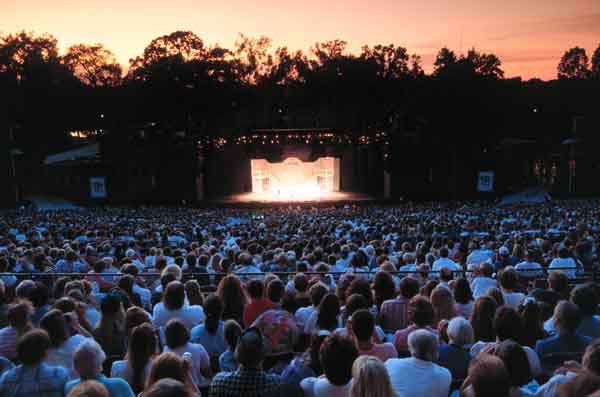 The Muny Opera at Sunset Through Crowd